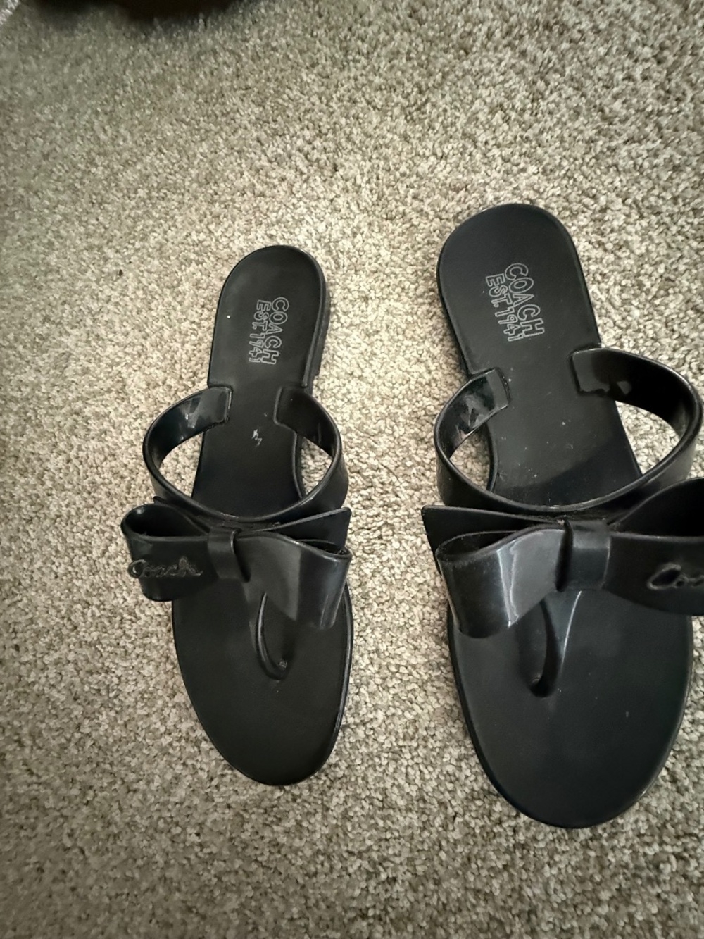 Coach Black Bow Jelly Sandals Size 7/ Chic Summer Flip Flops